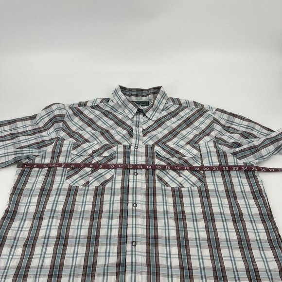 Woolrich Shirt Mens XL‎ Multicolor Plaid Short Sleeve Snap Button Down Seasalt - Picture 8 of 9